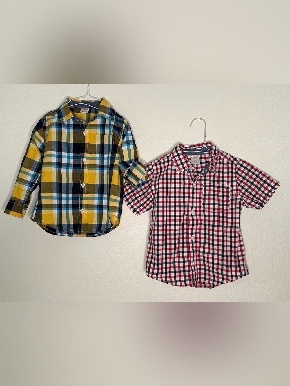 Boys 2T Gymboree plaid shirts: short sleeve and long sleeve ( w/roll up option)